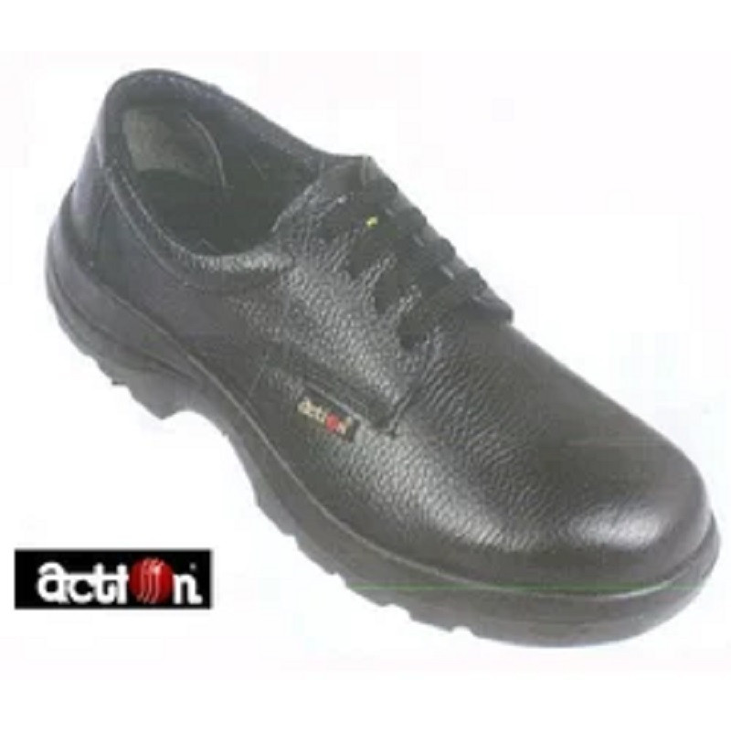 Action Milano Leather Black Safety Shoes