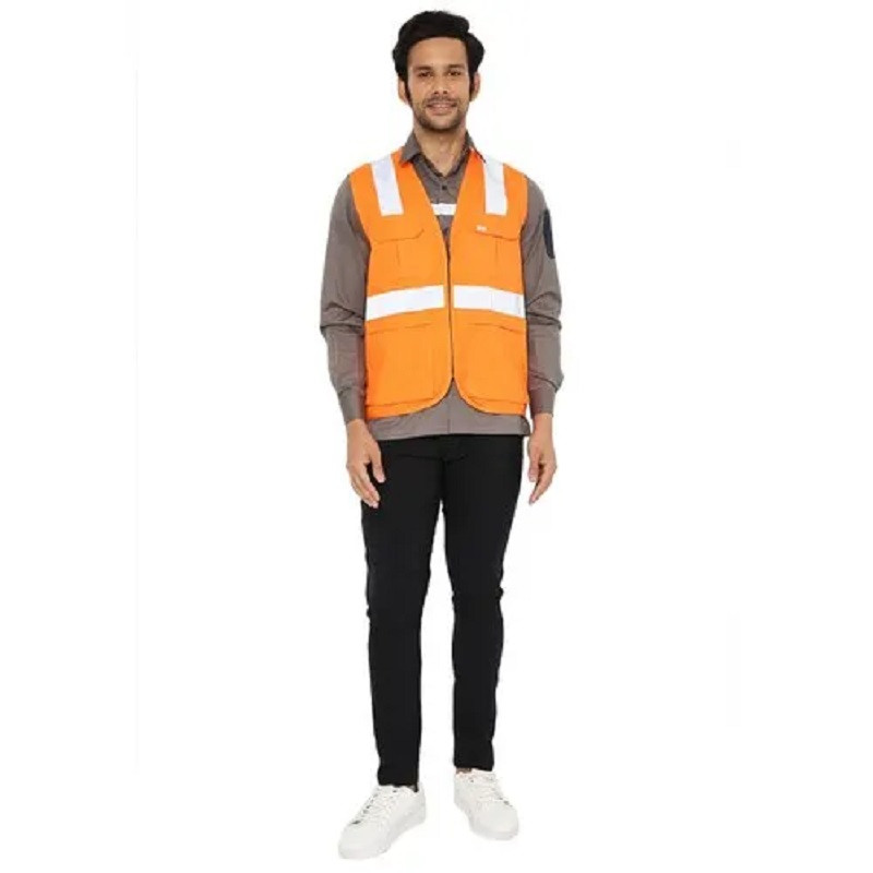 Cotton Reflector Safety Jacket in Hi-Viz Fabric