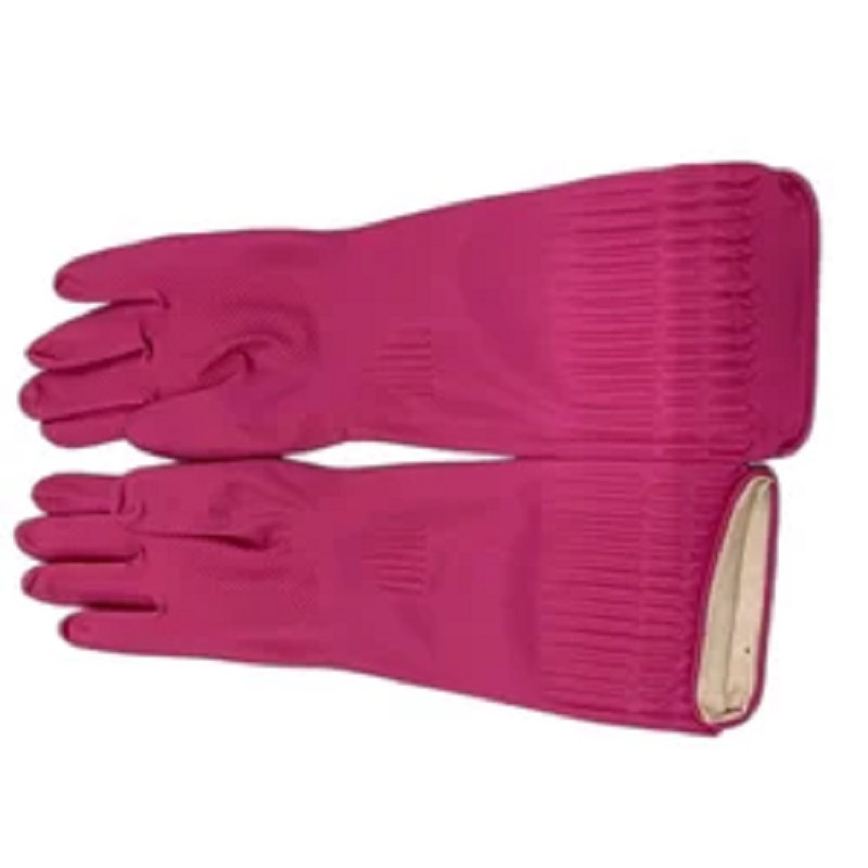 Pink Rubber Safety Gloves